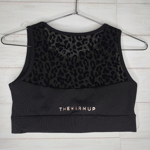 Jet Black Leopard Mesh Insert Sports Bra - Picture 5 of 7